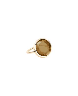Mini Disc pink gold and smoky quartz ring GINETTE NY
