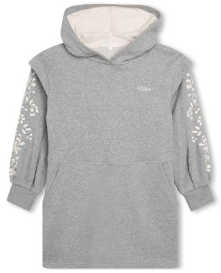 Embroidered short hooded girl's sweat dress CHLOE