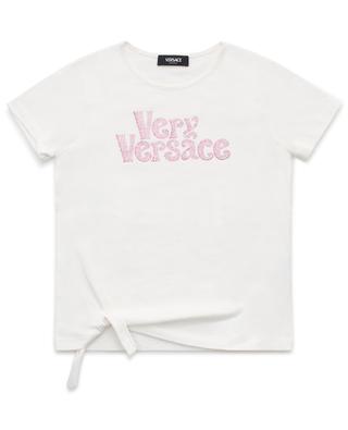 T-shirt fille à cristaux et détail noeud Very Versace VERSACE
