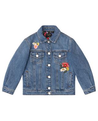Flower embroidered girl's denim jacket DOLCE & GABBANA
