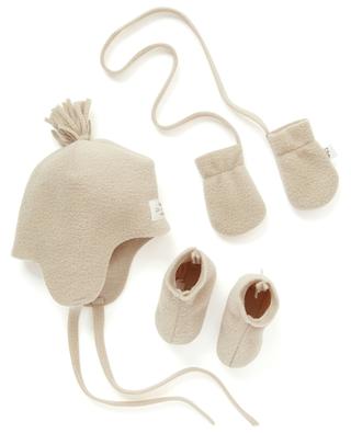 Fleece baby set beanie mittens and slippers TEDDY & MINOU