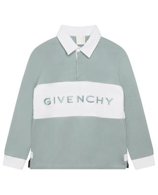 Logo embroidered boy's long-sleeved bi-material polo shirt GIVENCHY