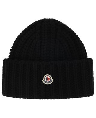 Rooster patch chunky cashmere and wool rib knit beanie MONCLER
