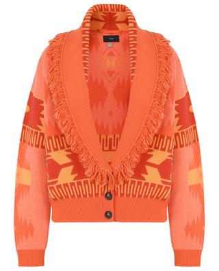 Icon Jacquard Cardi Bomber Papaya Sunset wool and cashmere cardigan ALANUI