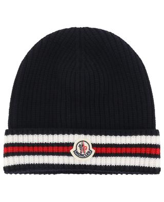 Baby rib knit beanie with striped cuff MONCLER