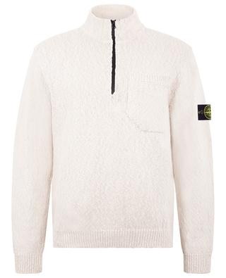 563B1 half-zip cotton and linen jumper with stand-up collar STONE ISLAND