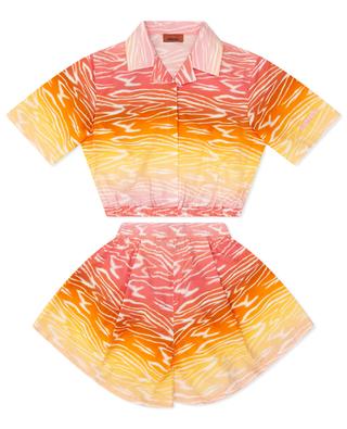 Mädchen-Shorts- und Hemdset aus Popeline mit Wellenmotiv MISSONI