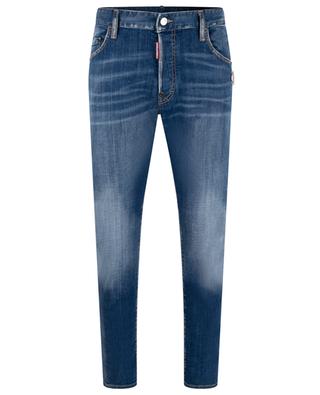 Ausgewaschene Slim-Fit-Jeans mit Logoplättchen Skater Medium Wash DSQUARED2
