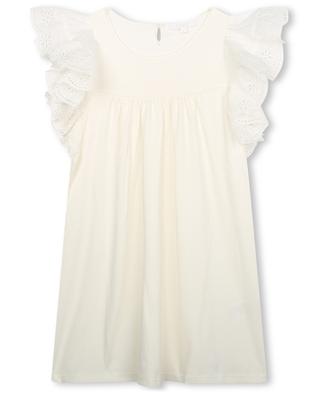 Girl's jersey dress with embroidered ruffle sleeves CHLOE