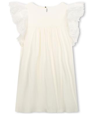 Girl's jersey dress with embroidered ruffle sleeves CHLOE