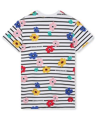 Stripe and flower adorned girl's T-shirt dress SONIA RYKIEL