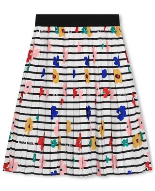 Stripe and flower adorned flared girl's skirt SONIA RYKIEL
