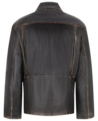 Leone Pocket distressed leather jacket GOLDEN GOOSE