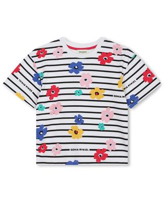 Gestreiftes Mädchen-T-Shirt mit Blütenprint SONIA RYKIEL