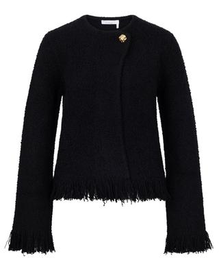 Round neck cropped jacket in silk and cashmere tweed knit CHLOE