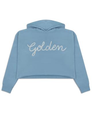 Boxy Raw Edge girl's embroidered hooded sweatshirt GOLDEN GOOSE