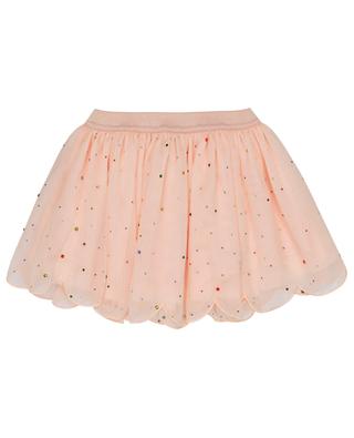 Rhinestone adorned girl's miniskirt in scalloped georgette STELLA MCCARTNEY KIDS