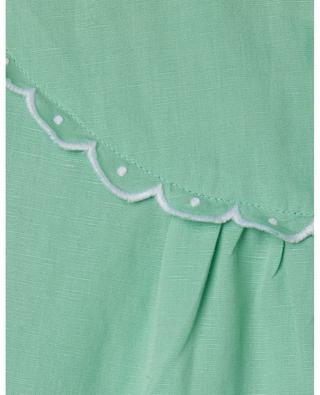 Scalloped girl's cotton and linen shirt dress STELLA MCCARTNEY KIDS