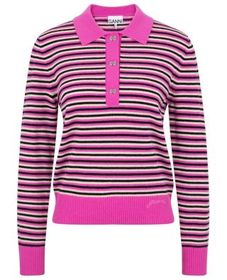 Striped wool and cashmere polo jumper GANNI