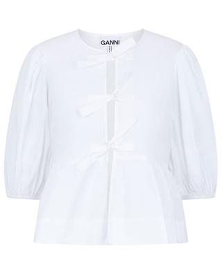 Peplum self-tie blouse in poplin GANNI