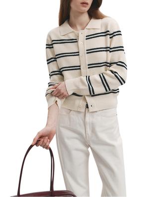 Stripted short cardigan with shirt collar DUNST