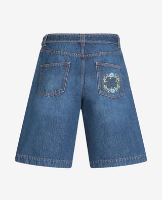 Floral Pegaso embroidered oversize denim Bermuda shorts ETRO