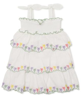 August Shirred palm tree embroidered gauze girl's dress ZIMMERMANN