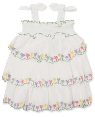 August Shirred palm tree embroidered gauze girl's dress ZIMMERMANN