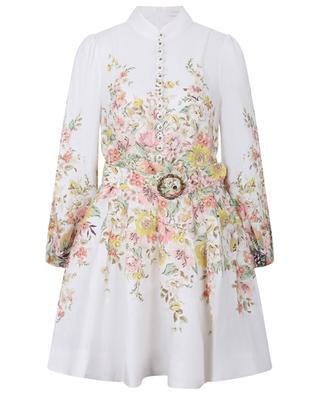 Mini robe chemise en lin fleuri Matchmaker Buttoned ZIMMERMANN