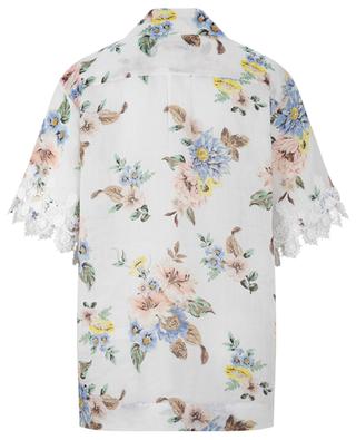 Applique oversize floral linen and lace shirt ZIMMERMANN