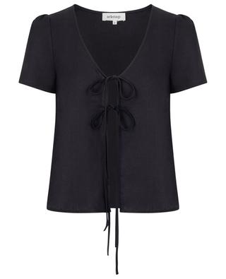 Laurene short-sleeved linen blouse with self-ties ARKITAIP