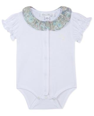 Liberty collar adorned baby body suit with puff sleeves TARTINE ET CHOCOLAT