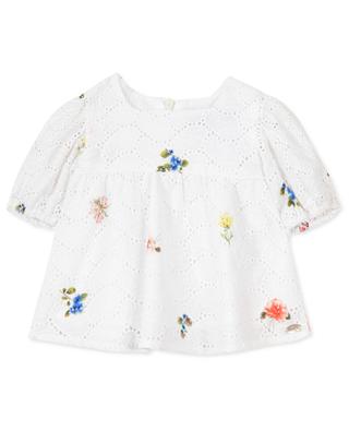 Openwork and floral embroidery adorned cotton baby blouse TARTINE ET CHOCOLAT