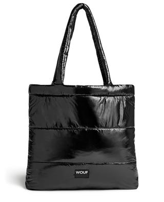 Black Glossy quilted tote bag WOUF