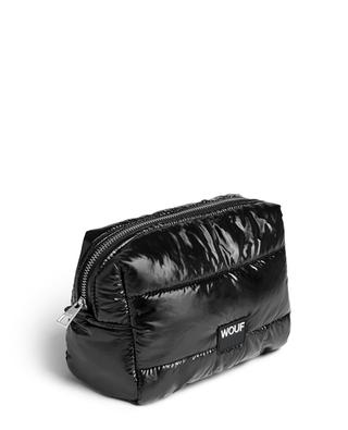 Black Glossy quilted toiletry bag WOUF