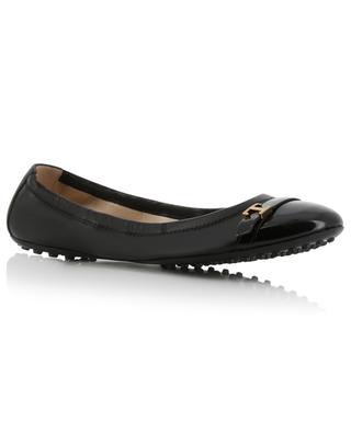 T Timeless elastic smooth and patent leather ballet flats TOD'S