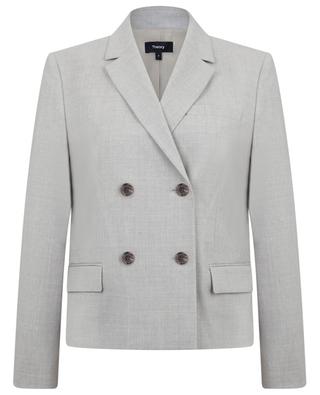 Double-breasted short wool blazer THEORY
