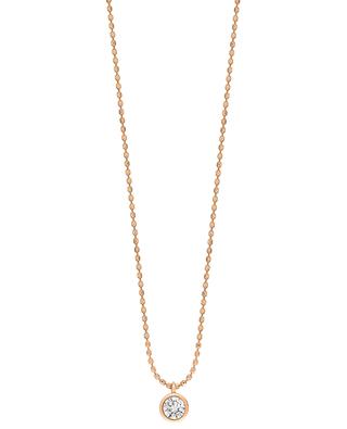 Lonely Diamond On Chain pink gold and diamond necklace GINETTE NY