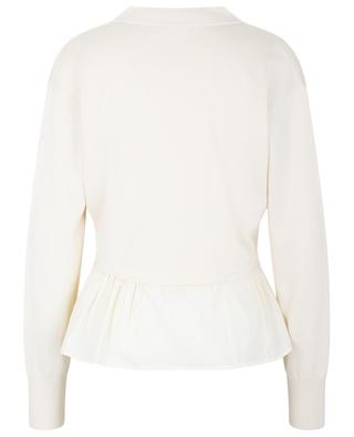 Cotton and cashmere blend cardigan with nylon peplum MONCLER