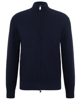 Silk and cashmere full-zip cardigan with stand-up collar BRIONI