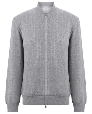 Chalk Stripe cashmere and cotton sweat jacket BRUNELLO CUCINELLI
