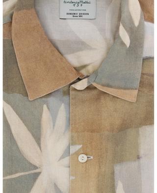 Chemise à manches longues en lin et coton motif feuillage TINTORIA MATTEI