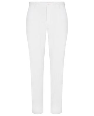 Logo plate adorned slim fit cotton stretch trousers DOLCE & GABBANA