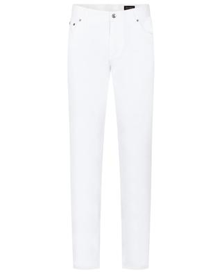 Weisse Slim-Fit-Jeans mit Logoplättchen DOLCE & GABBANA
