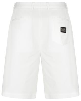 Logo plate adorned gabardine shorts with waistband tucks DOLCE & GABBANA