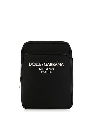 Rubber logo adorned nylon and leather cross body bag DOLCE & GABBANA