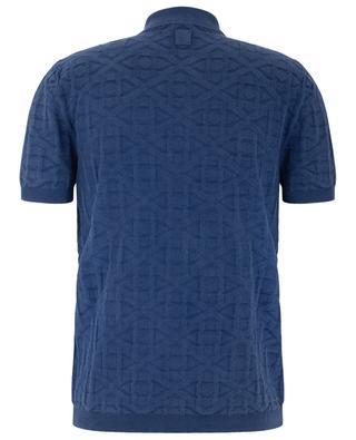 Geometric pattern adorned jacquard knit polo shirt JACOB COHEN