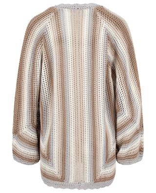 Cotton silk and cashmere striped crochet cardigan HEMISPHERE