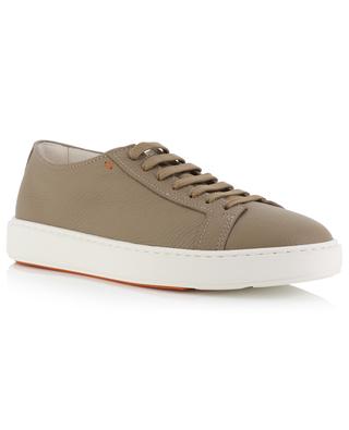 Supple grained leather low-top lace-up sneakers SANTONI