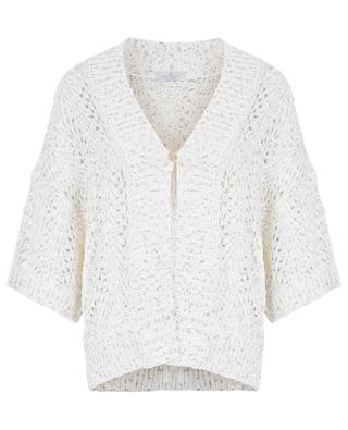 Short-sleeved cotton and sequin openwork cardigan PANICALE